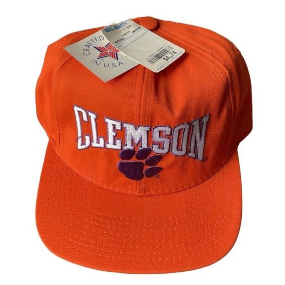 NOS Clemson Tigers USA Made NCAA Snapback Hat Cap Orange 90s Adjustable Men - Picture 1 of 6